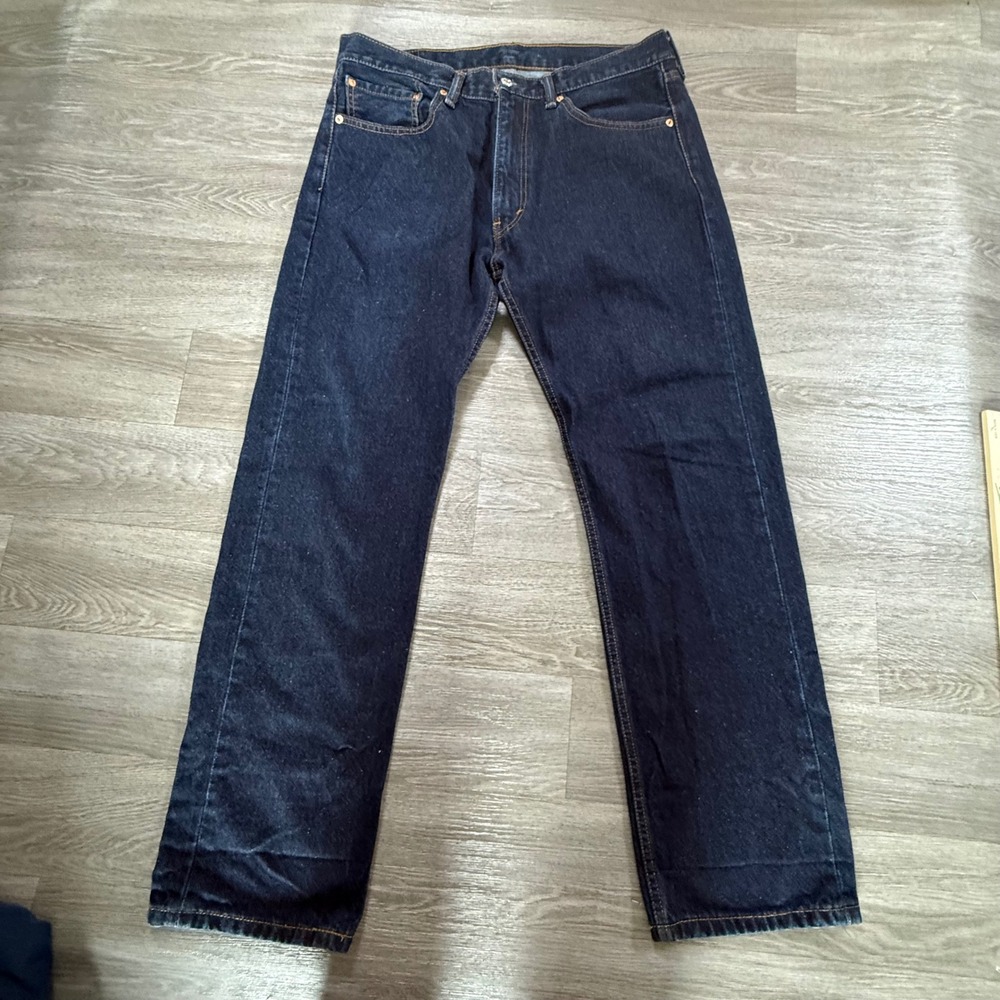 Levis 501 Original Fit Jeans Mens 34x32 Dark Wash Indigo Straight Leg Denim